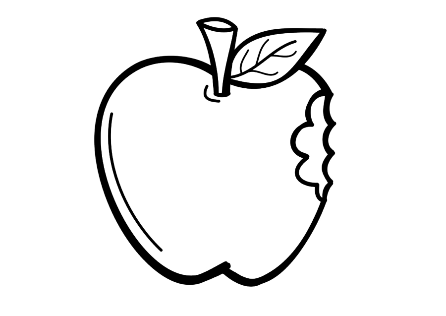 Coloring page A bitten apple Print